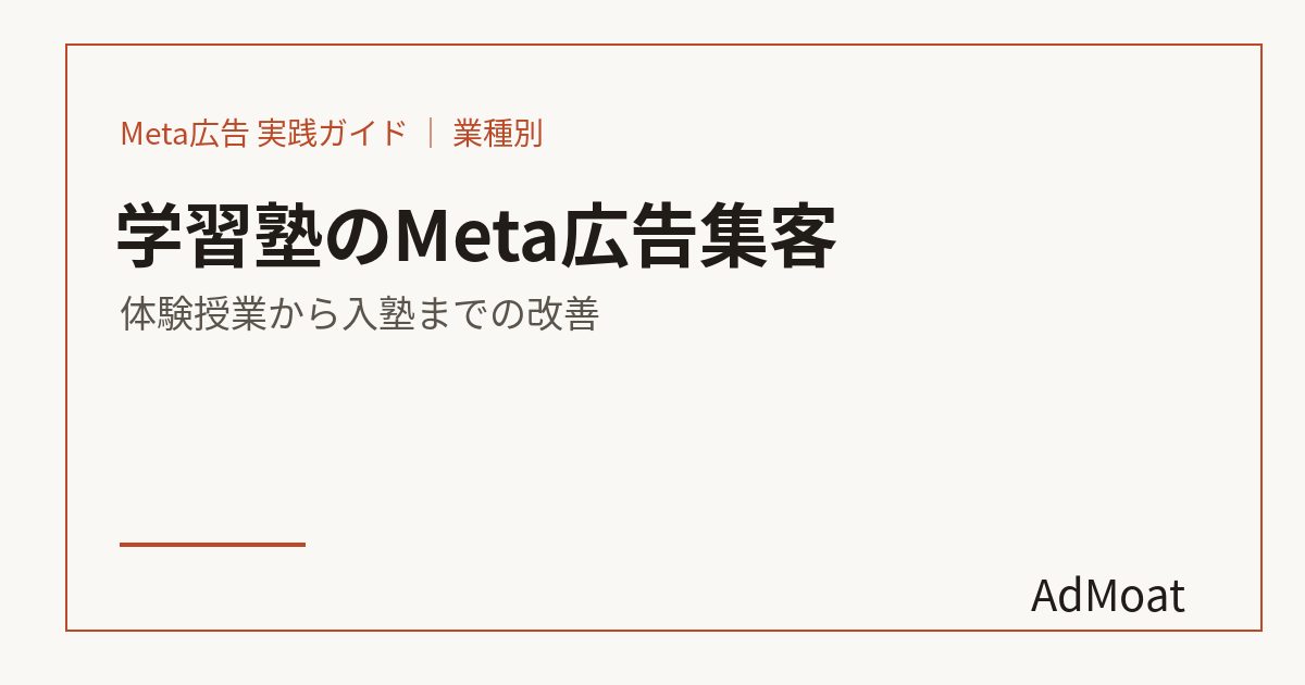 学習塾のMeta広告集客｜体験授業から入塾までの改善
