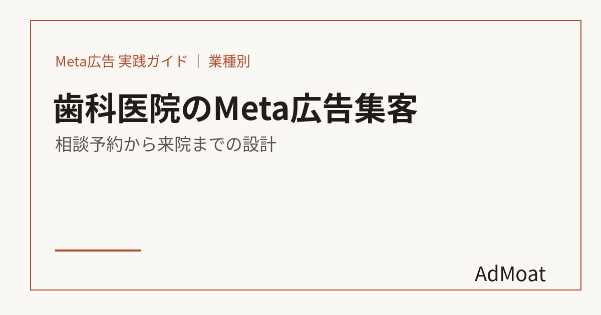 歯科医院のMeta広告集客｜相談予約から来院までの設計