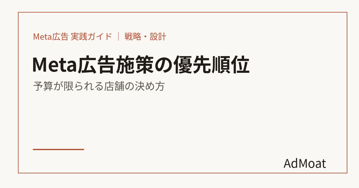 Meta広告施策の優先順位｜予算が限られる店舗の決め方