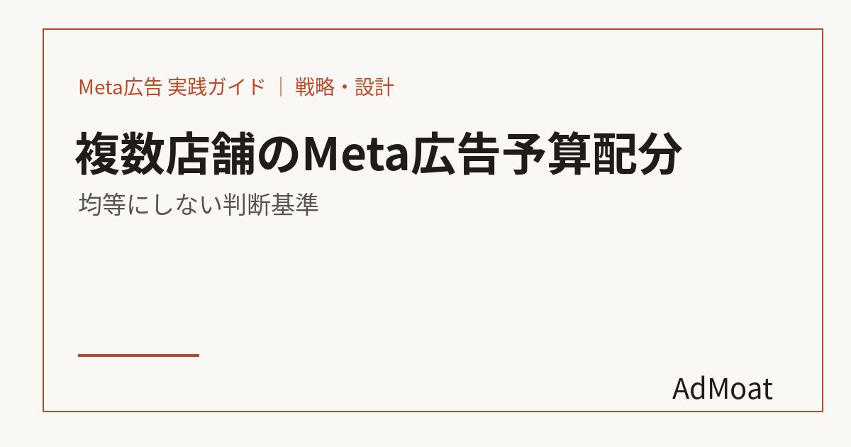 複数店舗のMeta広告予算配分｜均等にしない判断基準