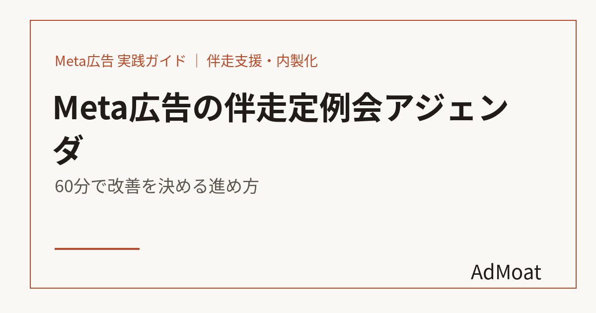 Meta広告の伴走定例会アジェンダ｜60分で改善を決める進め方